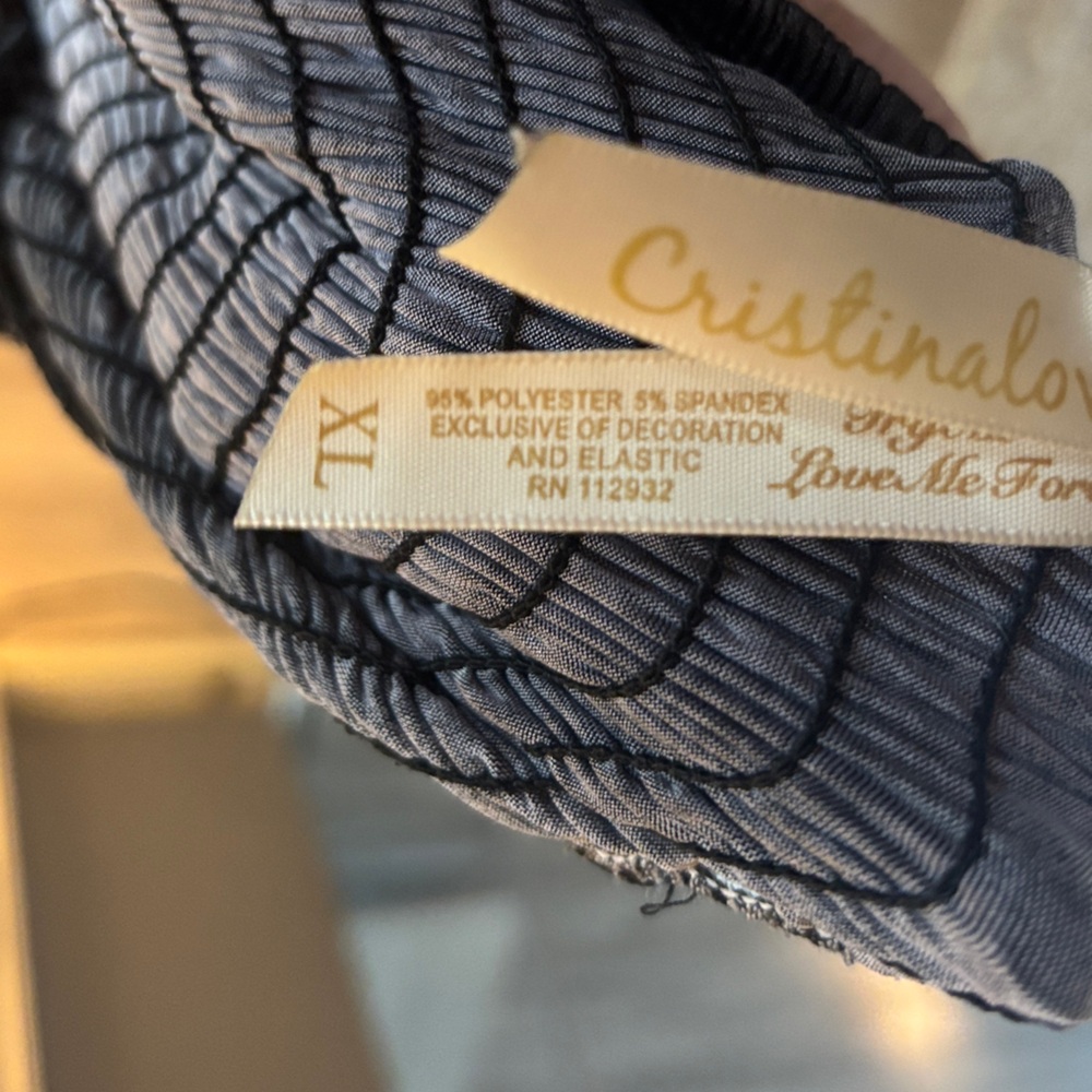 Cristinalove Dark Ombré Blue Striped Stretchy Smocked Maxi Dress - Picture 8 of 8
